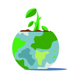 Vector graphics - a fading faded plant in a flower pot - globe isolated close-up. Concept-environmental disaster