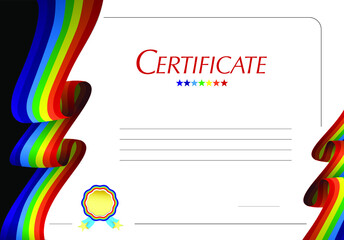 certificate template with rainbow colors, diploma