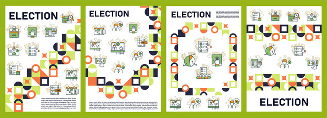 Election brochures.Voting template. Flyers, magazine, poster, book covers, booklets. Vote concept. Democracy. Parliamentary elections infographic concept.Layouts illustration pages with icons - obrazy, fototapety, plakaty