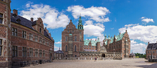 panorama view of the Frederiksborg Castle in Hillerod on a beautiful summer day