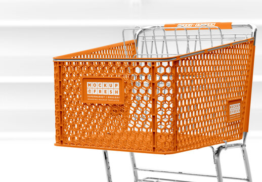 Front View Shopping Cart Trolley Mockup