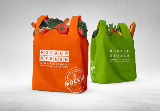 2 Non Woven Bags Packaging Mockup