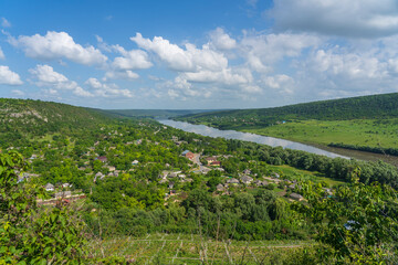 Fototapeta na wymiar Beautiful view of the village of Stroentsy and the Dniester River, Transnistria, Moldova