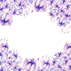 Hand drawn pink floral composition