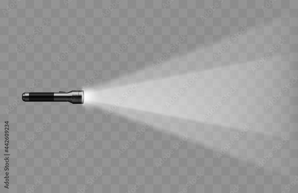 Poster flashlight isolated on a transparent background. vector illustration
