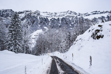 Winter landscape in the mountains - Muotathal, Switzerland