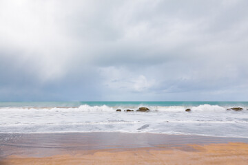 Empty beach on  the coast in Brittany
