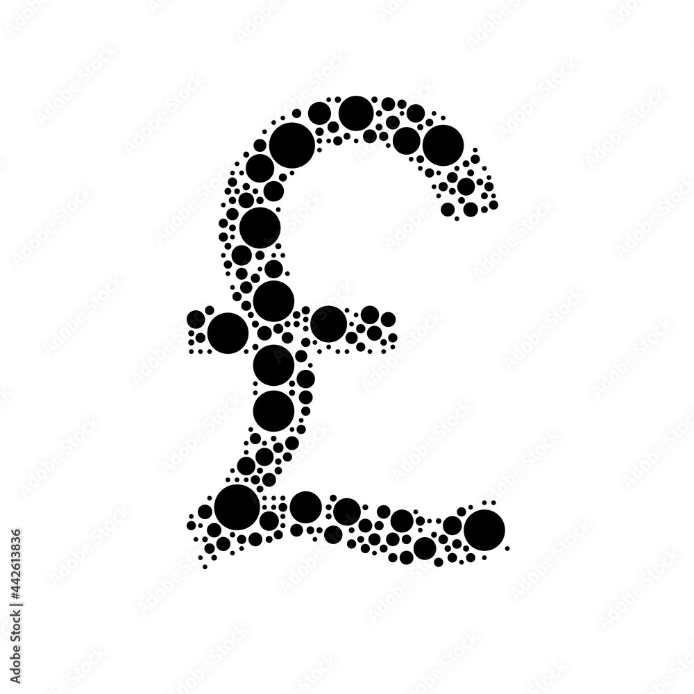 Poster a large pound symbol in the center made in pointillism style. the center symbol is filled with black