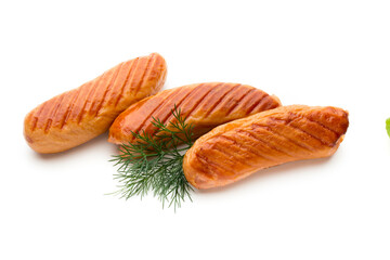 Pork sausage isolated on white background.