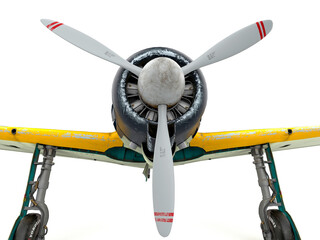 old military aircraft in white background close up on propeller © DM7