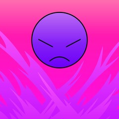 Angry face in purple with fire 06