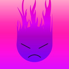 Angry face in purple with fire 08