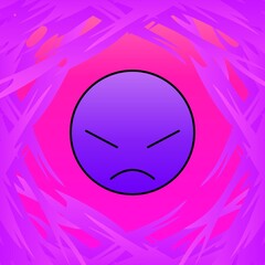 Angry face in purple with fire 07