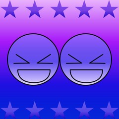 Happy face in purple with star 05