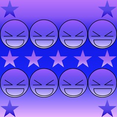 Happy face in purple with star 04