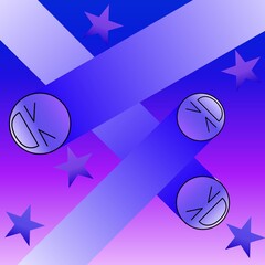 Happy face in purple with star 03