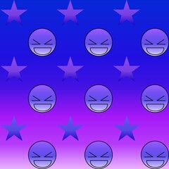 Happy face in purple with star 08