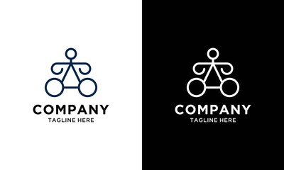 line art people triangle logo sign vector design template.