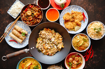 Chinese food set. Asian style food concept composition.