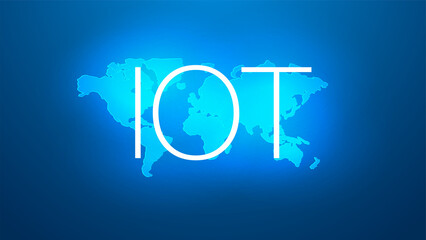 Internet of things (IoT) and networking concept for connected devices. Spider web of network connections with on a futuristic blue background. Innovation sign. Digital design concept. IoT hologram