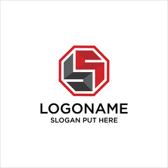 Letter BS logo design icon template polygon shape.