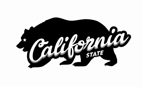 Black Bear Silhouette With California State Inscription