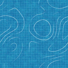 Seamless bright blue blueprint pattern for textile and print. High quality illustration. Technical engineering blue-print draft design. Graphic motif for background, wallpaper, or surface design print