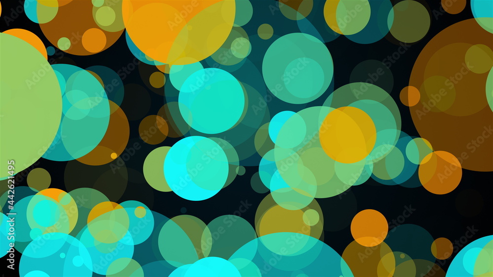 Poster abstract multicolored backdrop with many of big transparent circles. computer generated 3d render