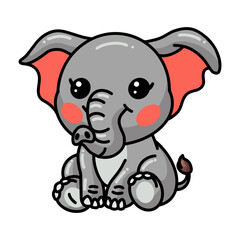 Cute baby elephant cartoon sitting