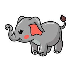 Cute baby grey elephant cartoon