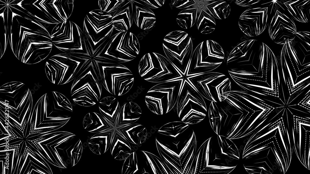 Poster abstract beautiful line flowers background, 3d render computer generated backdrop