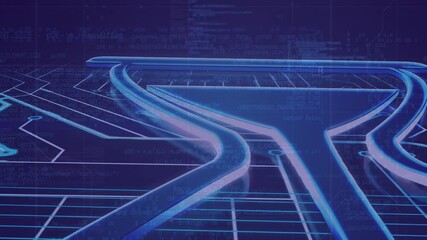 Animation of data processing, hourglass and computer circuit board - Powered by Adobe