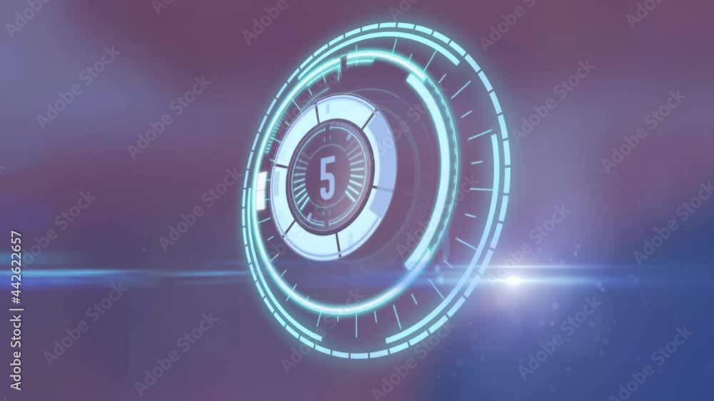 Aufkleber animation of moving spotlights and circular safe lock rotating over blurred background