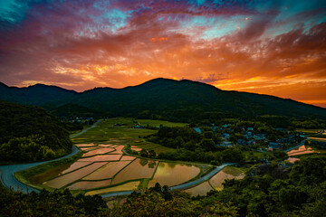 田染荘の夕焼け