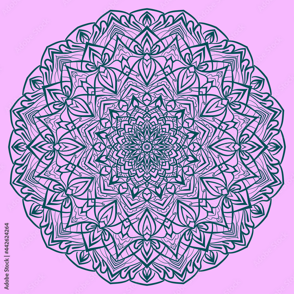Poster mandala art circular trippy round decorative design for web or print element