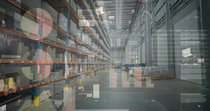 Animation of financial data processing over warehouse