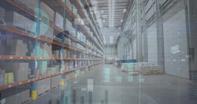 Animation of financial data processing over warehouse