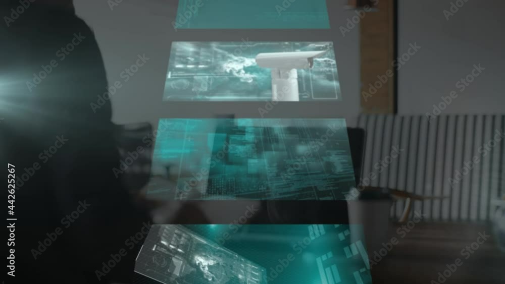 Aufkleber animation of screens with data processing over laptop