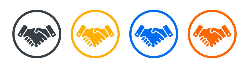 Handshake icon on circle graphic design. Symbol of agreement, partnership, deal, cooperation concept
