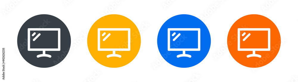 Poster Computer monitor icon. Containing monitor screen outline and filled vector sign.
