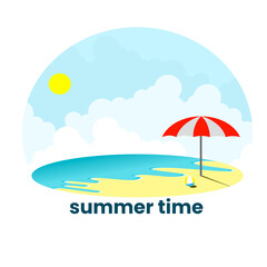 Fototapeta na wymiar summer time on the beach illustration in flat style