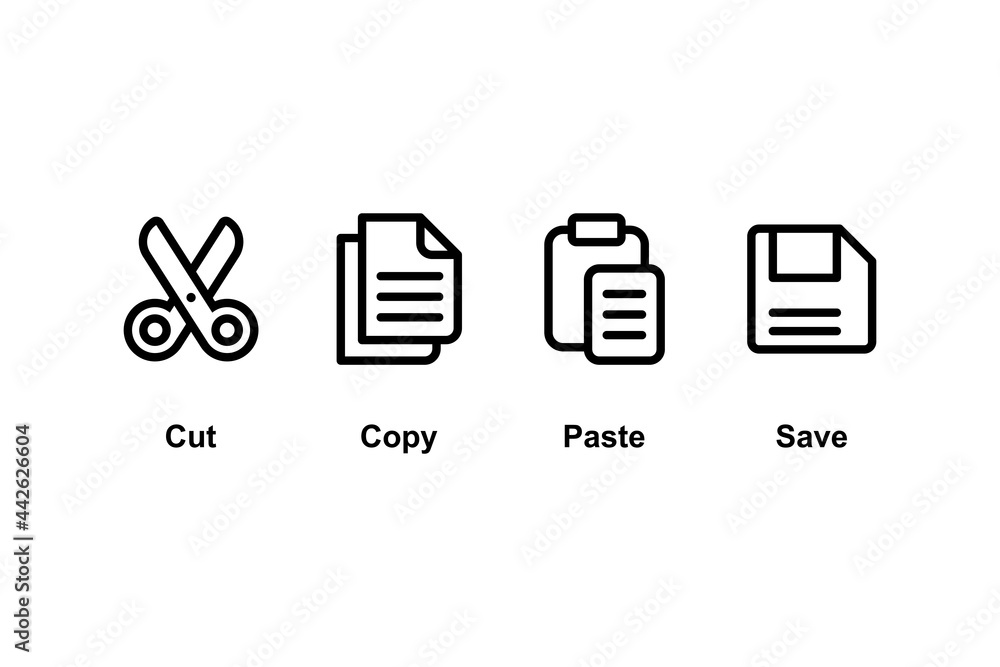 Fototapete set of simple flat copy paste icon illustration design, copy paste symbol collection with outlined s