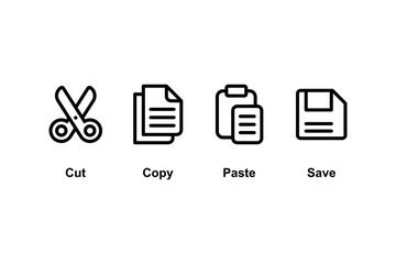 Set of Simple Flat Copy Paste Icon Illustration Design, Copy Paste Symbol Collection with Outlined Style Template Vector