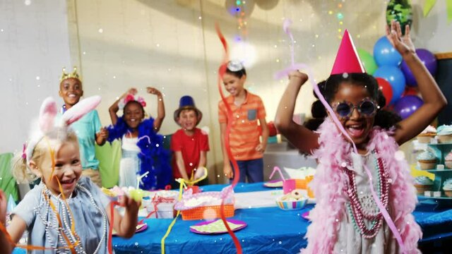 Animation of children dancing and having fun at party