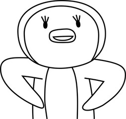 指をさして案内する可愛いペンギンのイラスト