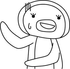 Obraz premium 指をさして案内する可愛いペンギンのイラスト