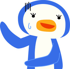 指をさして案内する可愛いペンギンのイラスト