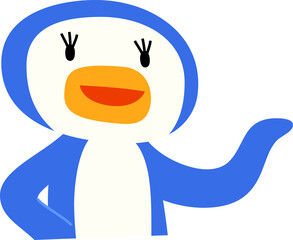 指をさして案内する可愛いペンギンのイラスト