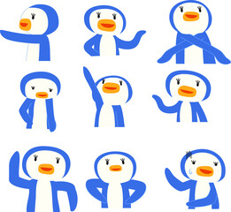 指をさして案内する可愛いペンギンのイラスト