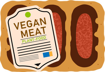 ヴィーガン・菜食主義者のための代用肉のイラスト